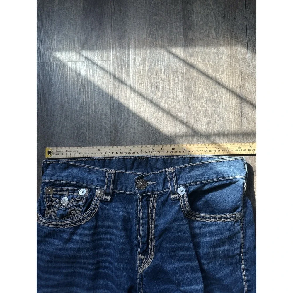 True Religion Men's Blue Ricky Super QT‎ Jeans Mb3 Thick Stitch Semetary Keef